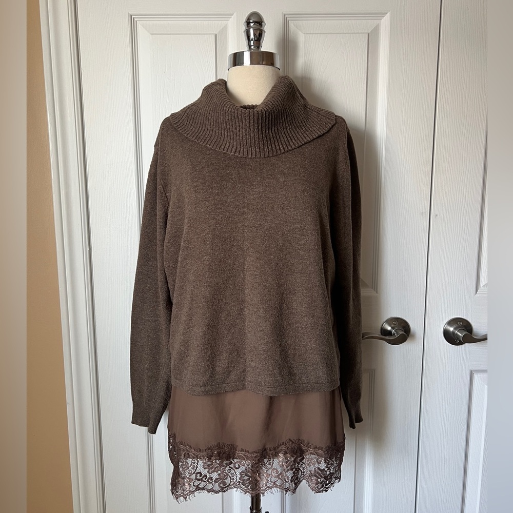 Layered knit with lace camisole